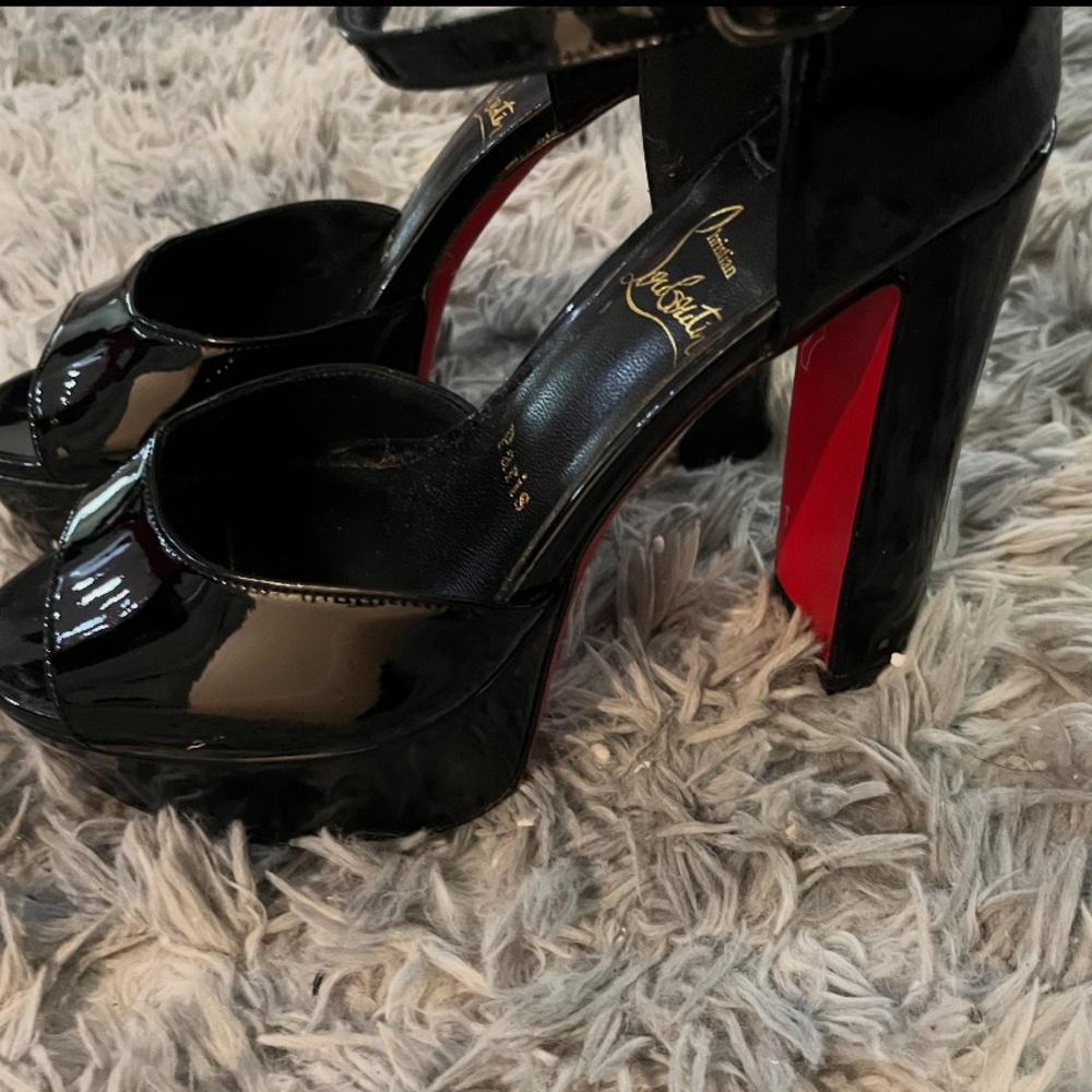 Christian Louboutin Black and Red Patent Heels